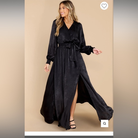 BLACK SATIN MAXI DRESS - Picture 3 of 4